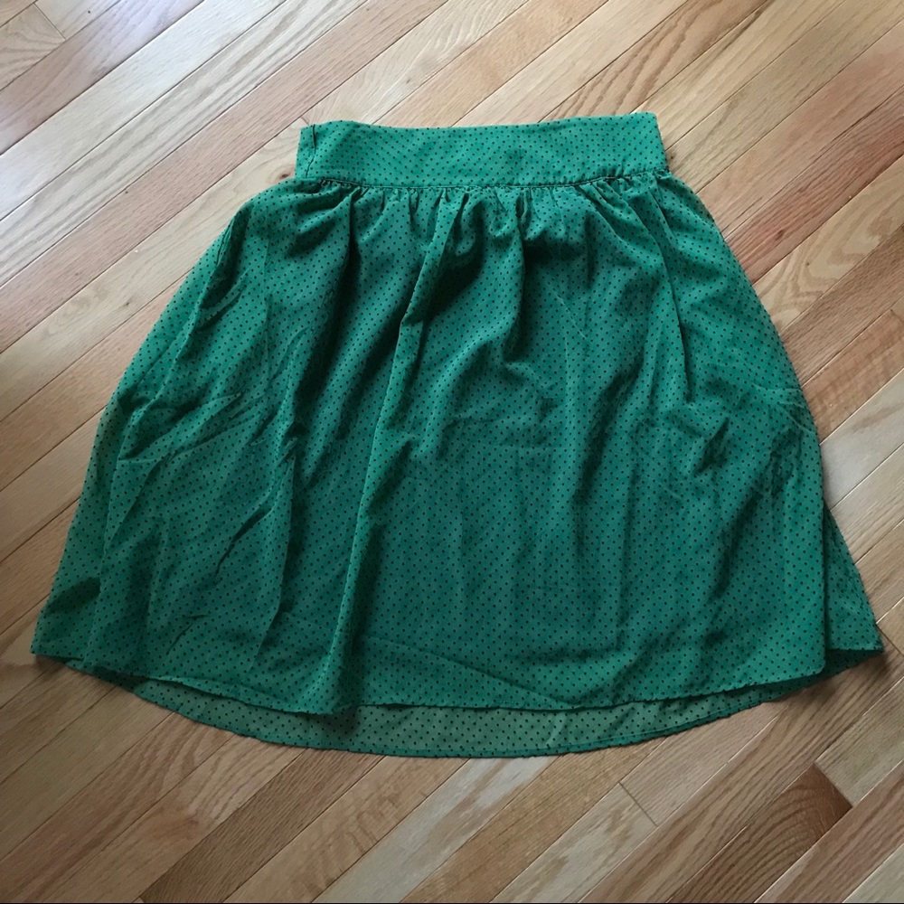 modcloth retro green polka dot skirt